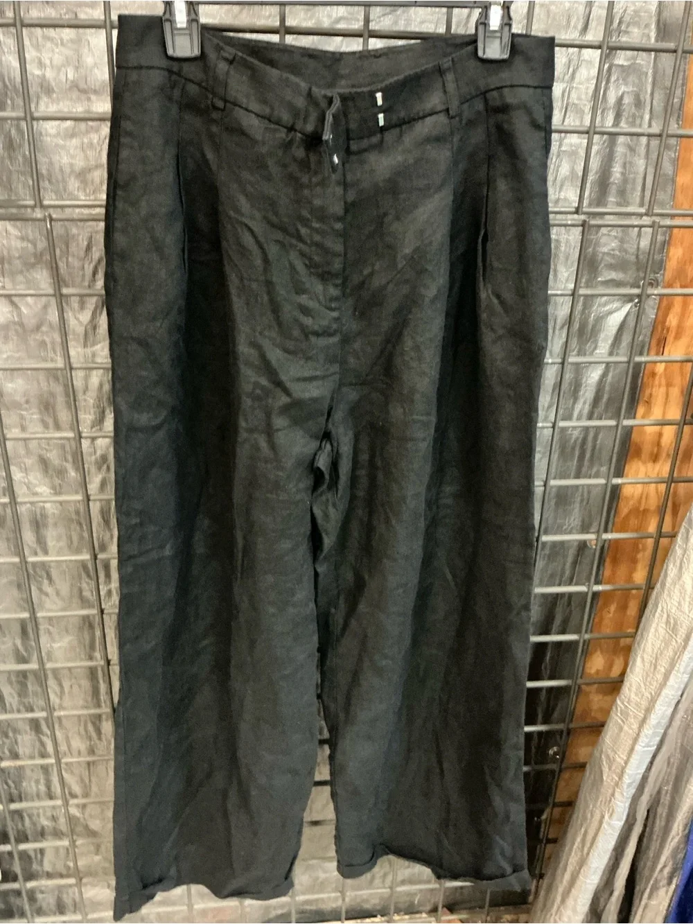 Free People Black Wide-Leg Drawstring Chinos